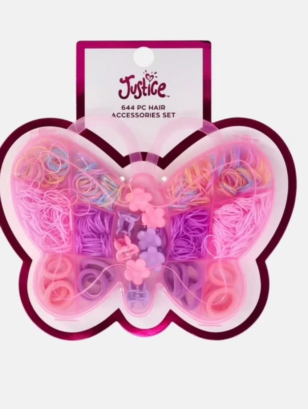 Justice Girls' Butterfly Case Hair Accessories Set - Pink & Purple